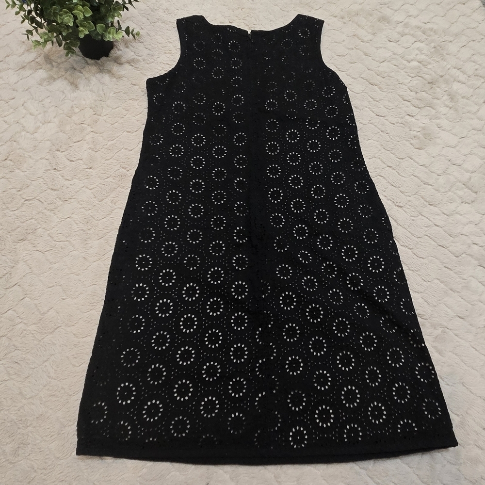 Banana Republic Black and Cream Overlay Circle Cutout Sleeveless Cotton Dress, 4 - Picture 5 of 8